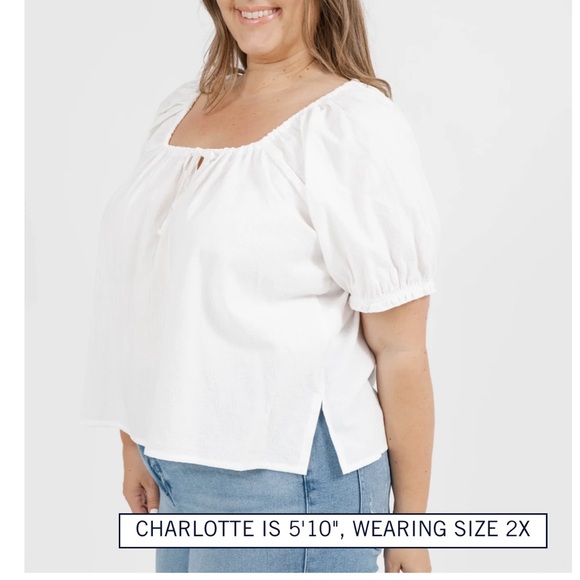 NWT 2X Smash and Tess ivory puff sleeve top - Picture 3 of 10